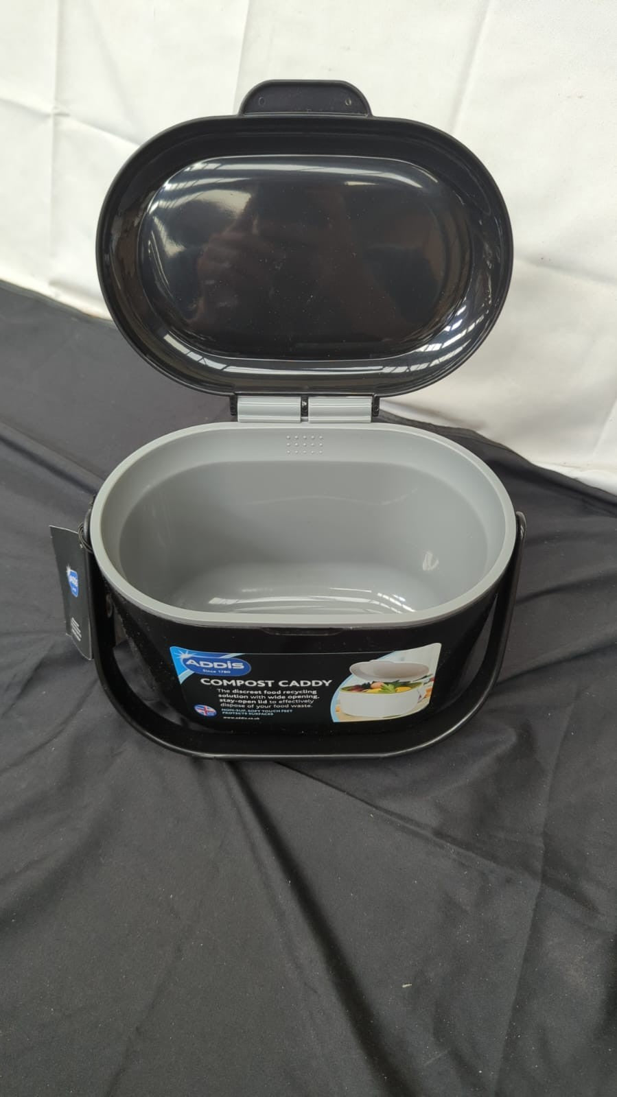 Addis 515630 2.5 Litre Kitchen Compost Caddy, Black/Grey, 2.5L