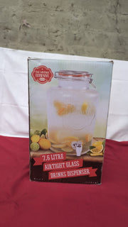 The Vintage Company Jumbo Glass Drinks Dispenser 7.6L(box damaged)