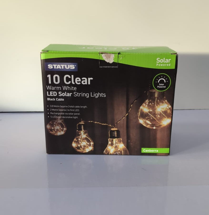 STATUS Canberra Solar Light String / 10 Clear Warm White Outdoor Garden LED