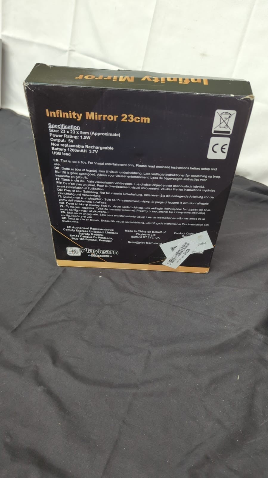 Playlearn White Infinity Mirror | Light Up Sensory White Mirror 23cm