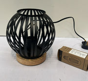 Metal Cage LED Bedside Table Lamp Wooden Base Desk Lamp