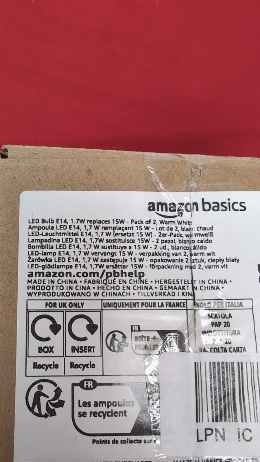 Amazon Basics E14 LED lamp T25, Refrigerator lamp, 1.7 W, Warm White Pack of 2