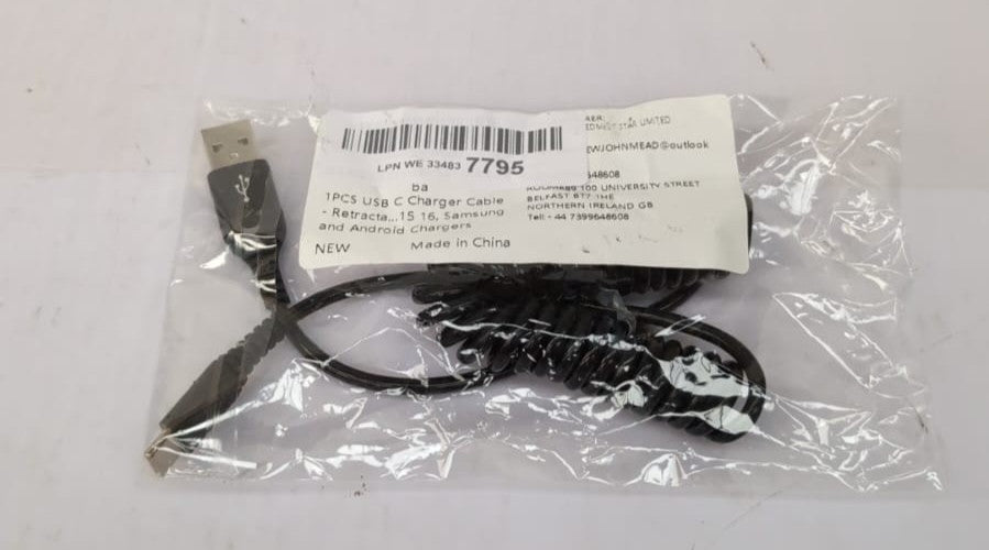 1PCS Coiled USB A to USB C Cable - Retractable Android Auto Cable