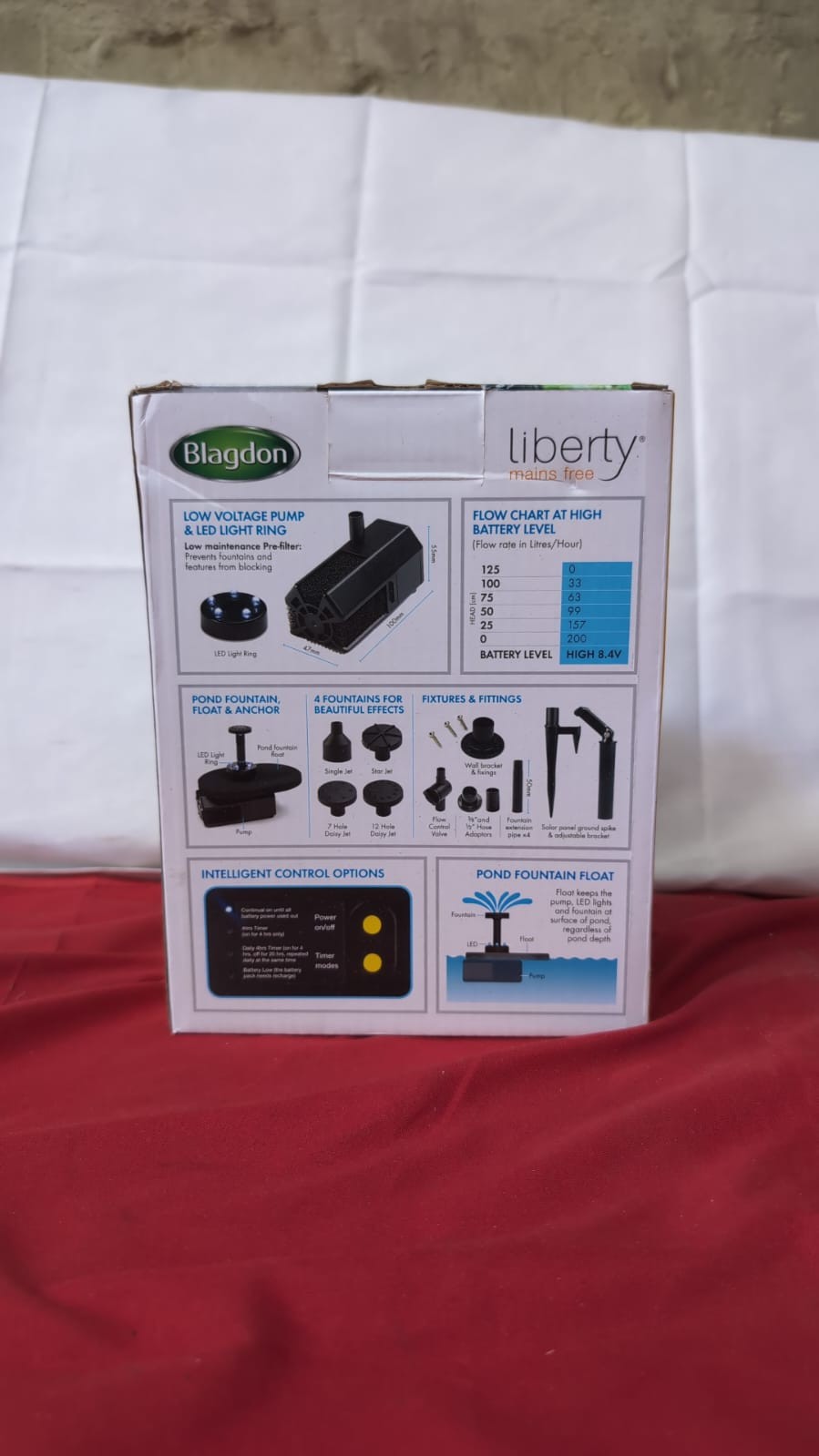 Blagdon Liberty Mains Free Solar Recharge Pond or Water Feature Pump 200 Black