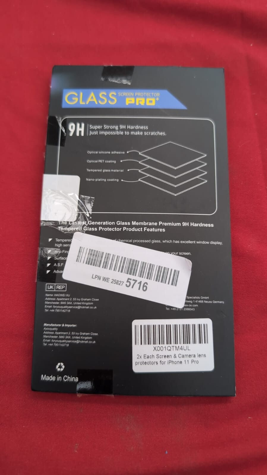 4youquality Screen Protector for iPhone 11 Pro with Camera (packaging damaged)