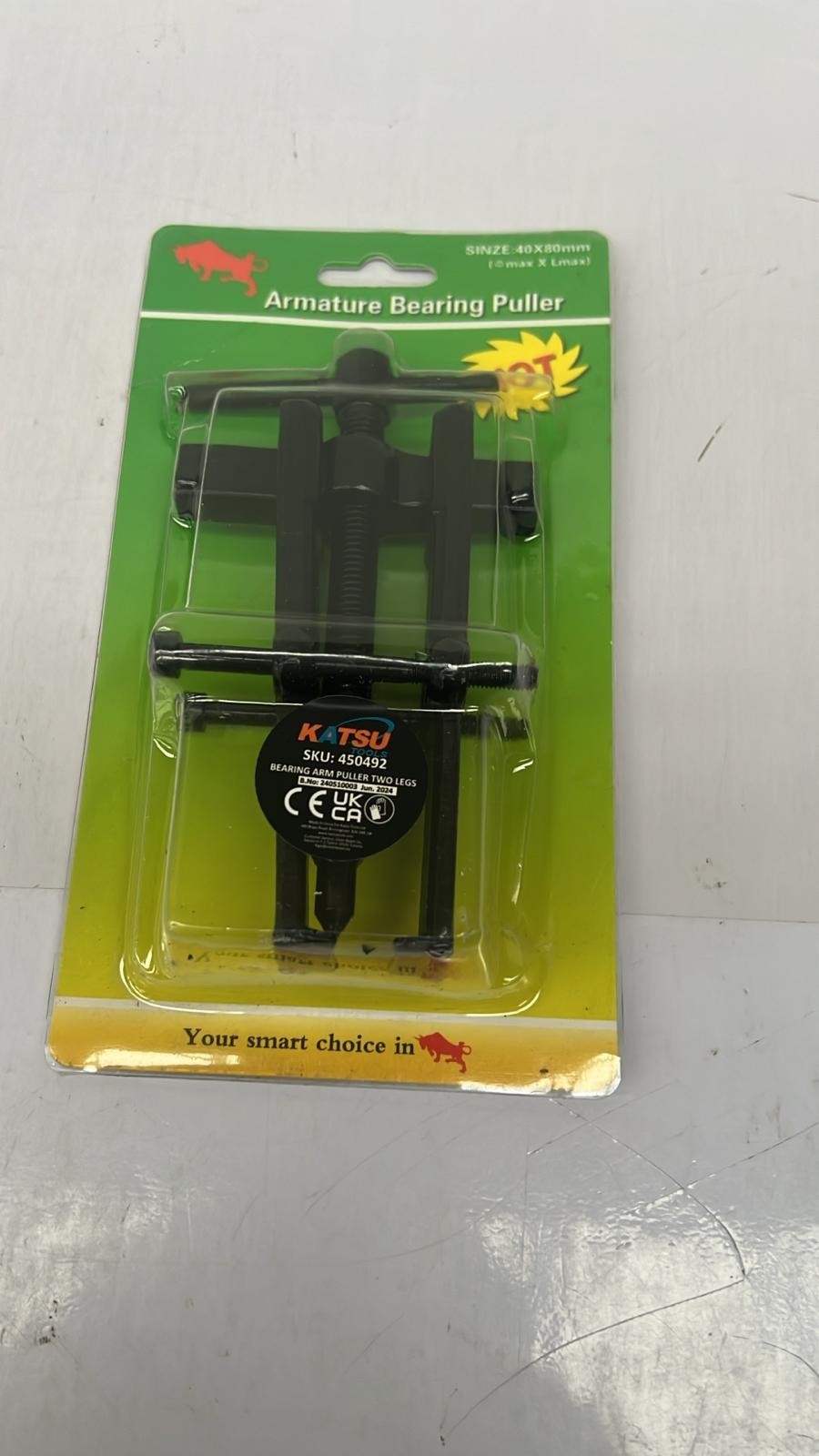 KATSU Two Jaw Gear Bearing Puller 4 Inch (40 x 80mm), Thin Claws Carbon Steel