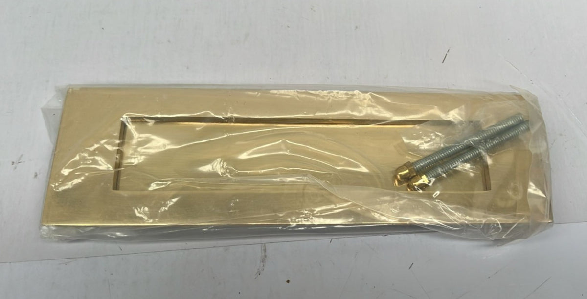 Golden Design Postal Letter Plate in Polished Brass Finish, Mail Slot - 10"