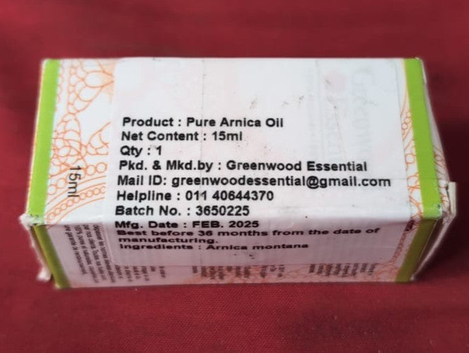 Greenwood Essential Pure Arnica Oil with Glass Dropper Natural 15ML