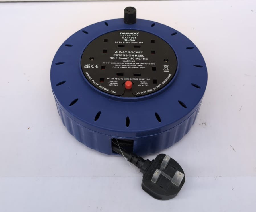 Daewoo Extension Reel, 4 Gang 10 Metres Cassette Reel