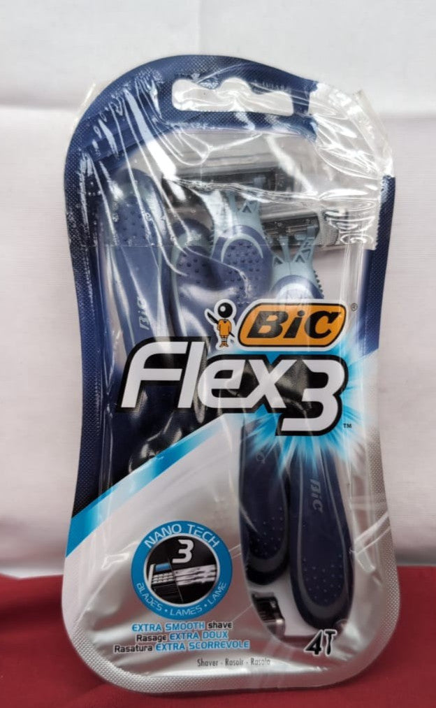 BIC Flex 3, Triple Blade Razor Blades for Men, 4pcs (packaging damaged)
