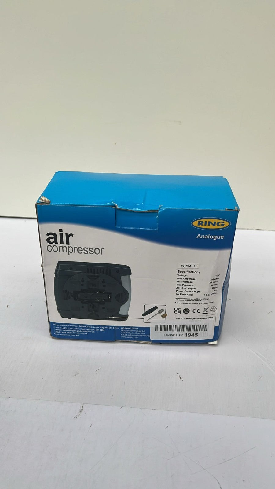 RING 12v Analogue Compressor + Analogue Tyre & Depth Gauge