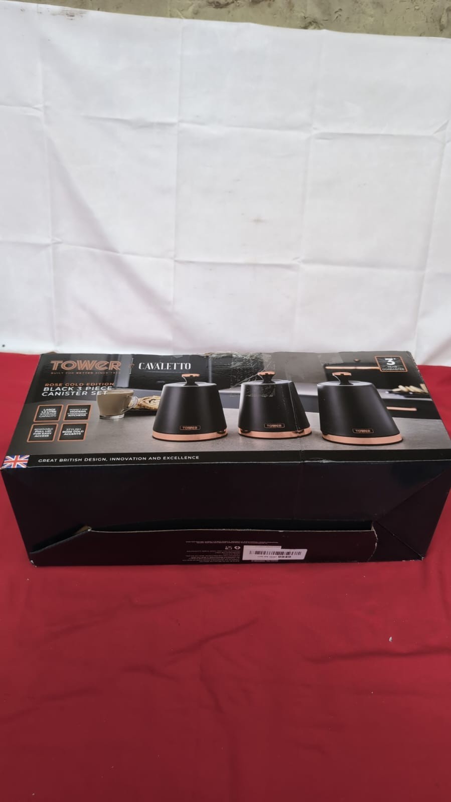 Tower  Cavaletto Set of 3 Storage Canisters ,Black and Rose Gold( box damaged)