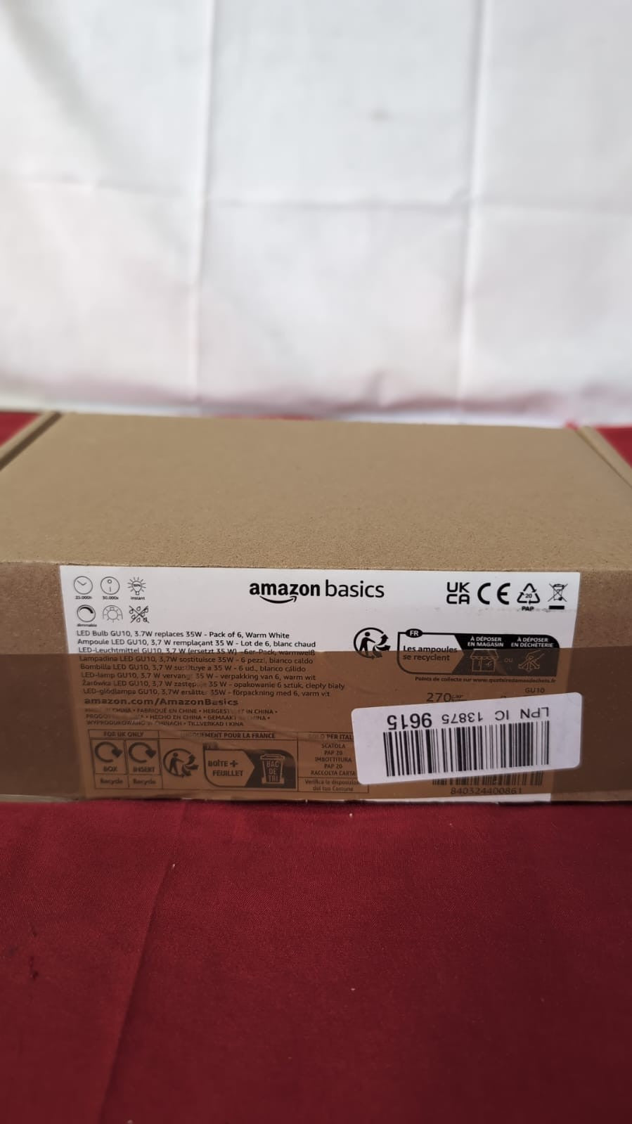 Amazon Basics  LED GU10 Spotlight Bulb, 3.7W = 35W Warm White(BOXDAMAGED)