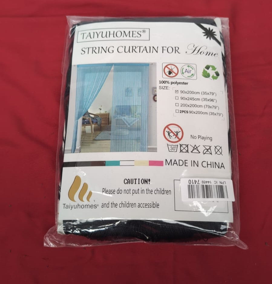 Taiyuhomes String Door Curtains Fly Screen Curtain Plain Tassel Black, 90x200cm