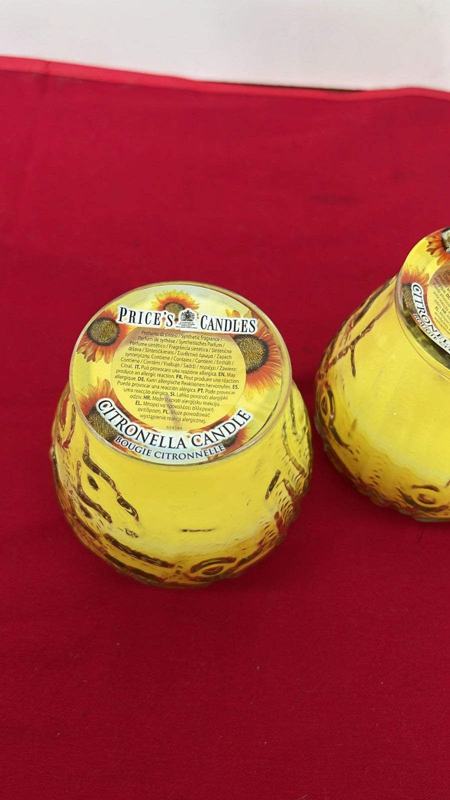 Price's Candles Pack of 3 Citronella Candles , Yellow