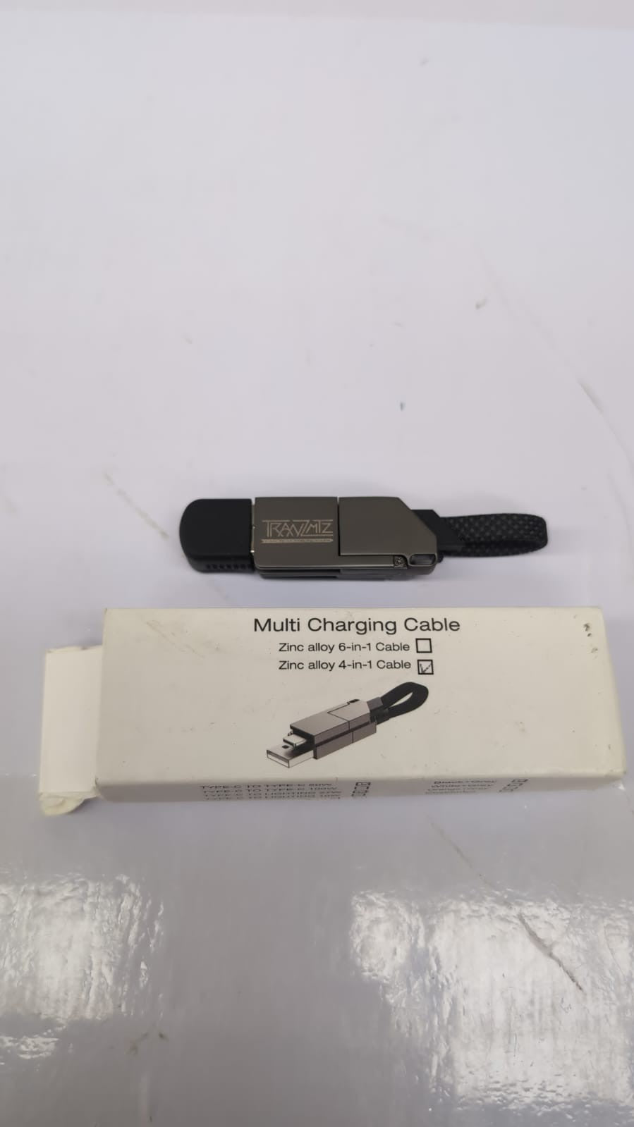 4-in-1 USB Charging Cable Keychain – Zinc Alloy, Multi-Adapter Charger Cord