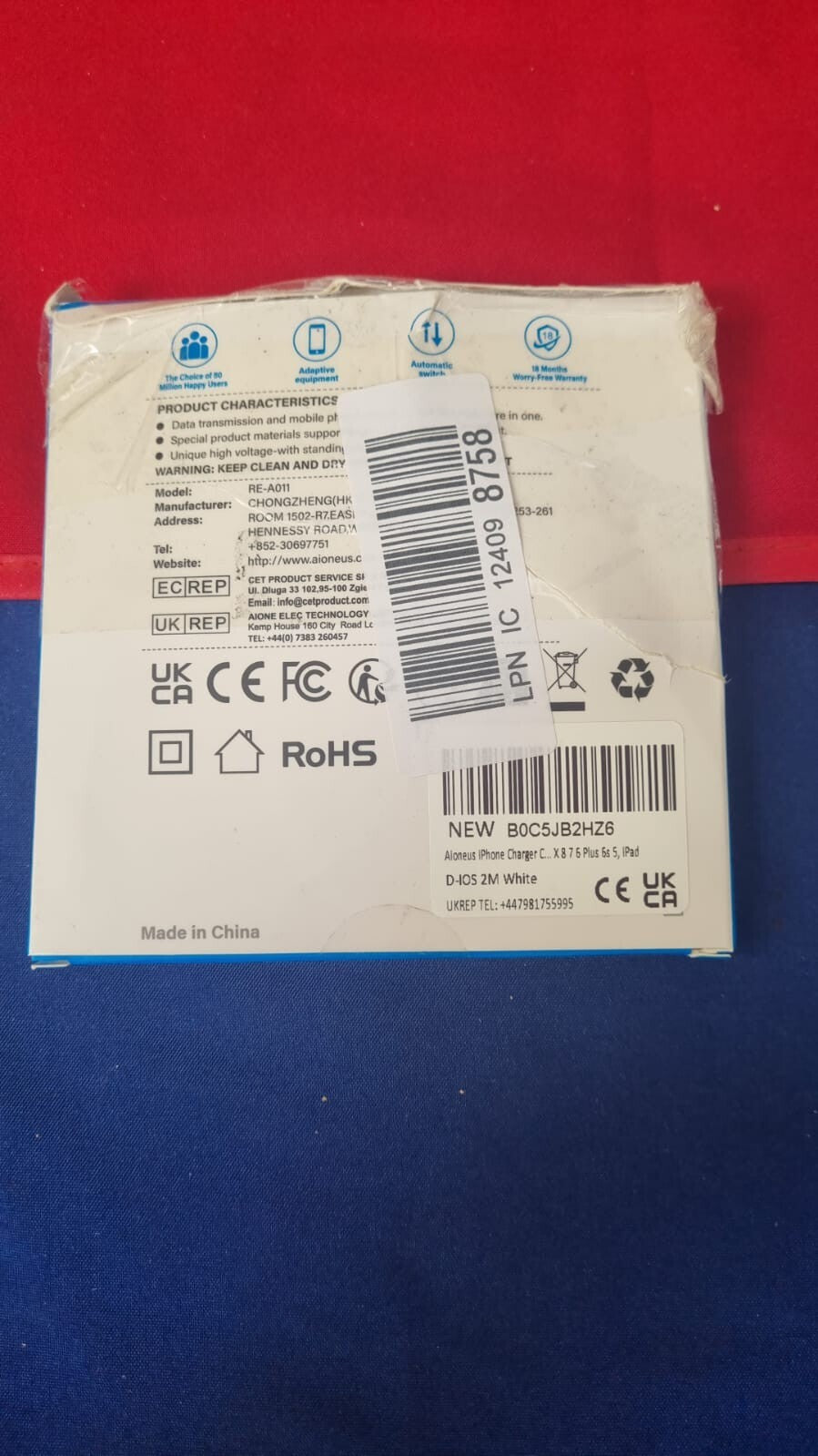 Aioneus iPhone Charger Cable 2M, Charging MFi Certified (box damaged)
