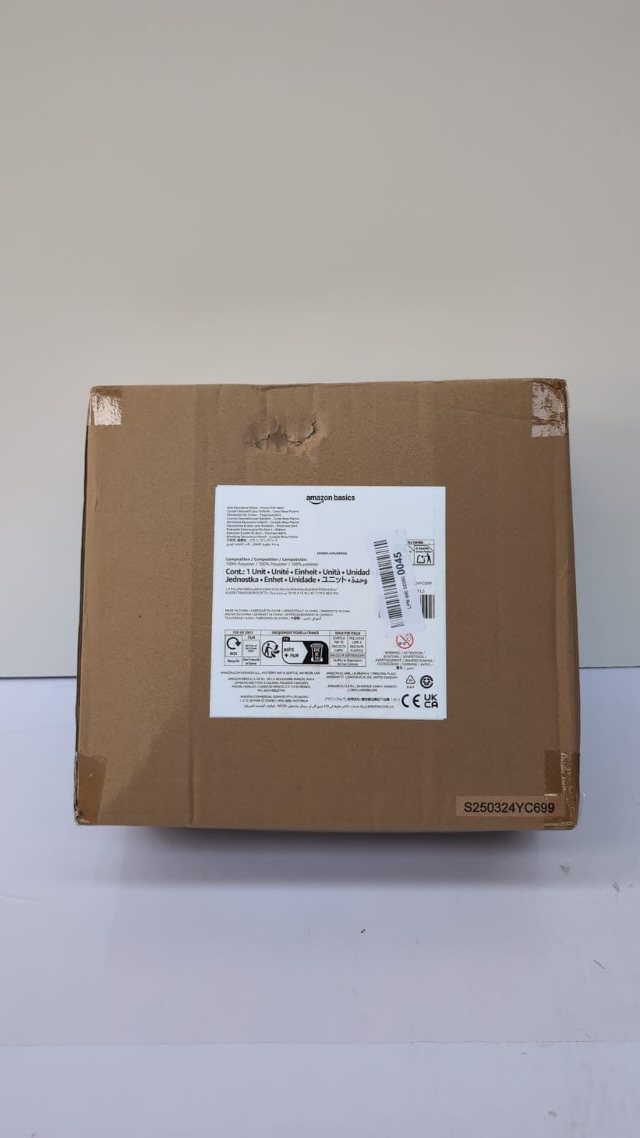 Amazon Basics Peony Pink Heart Decorative Pillow, 45 x 41 cm