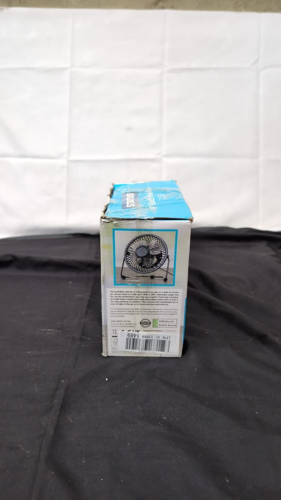 Status 4 Inch USB Desk Fan, Mini Portable, Single Speed, Black, (USED)