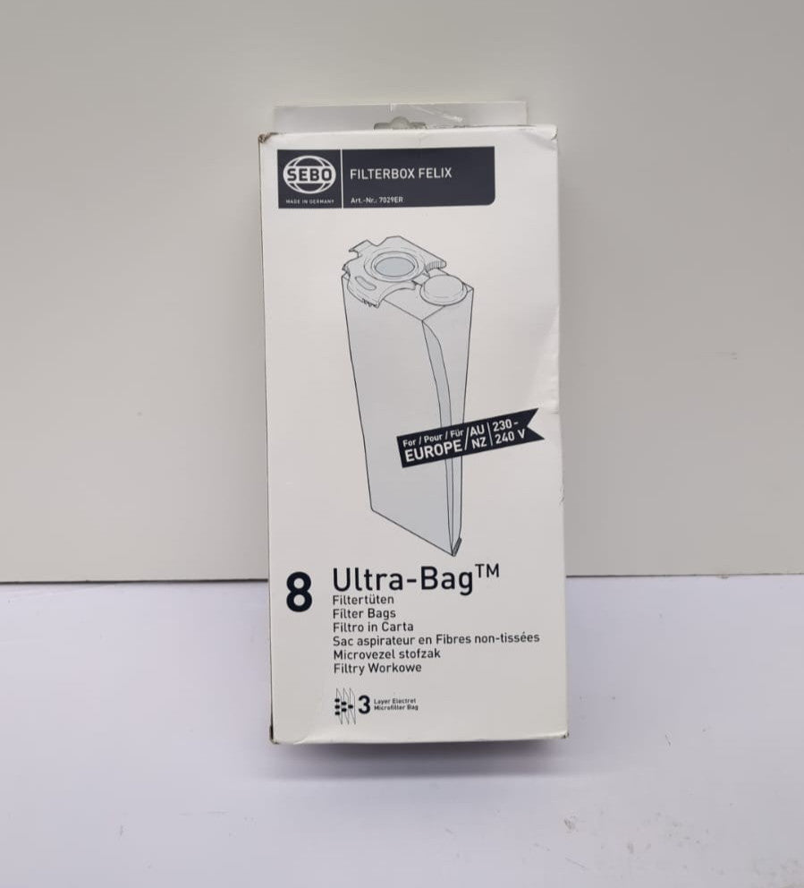 Sebo 7029ER Box of 8 Ultra bags Felix,White(packaging damaged)