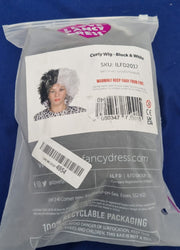 Halloween Evil Dog Lady - Two Tone Black and White Wig Fancy Dress (Bob Wig)