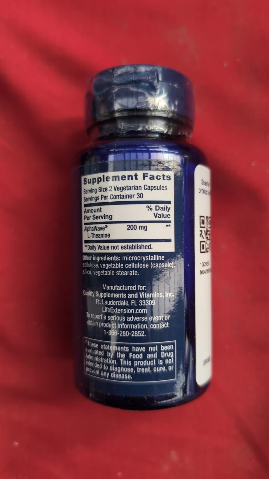 Life Extension, L-Theanine, high dose, 60 Vegan Capsules, Laboratory Tested,