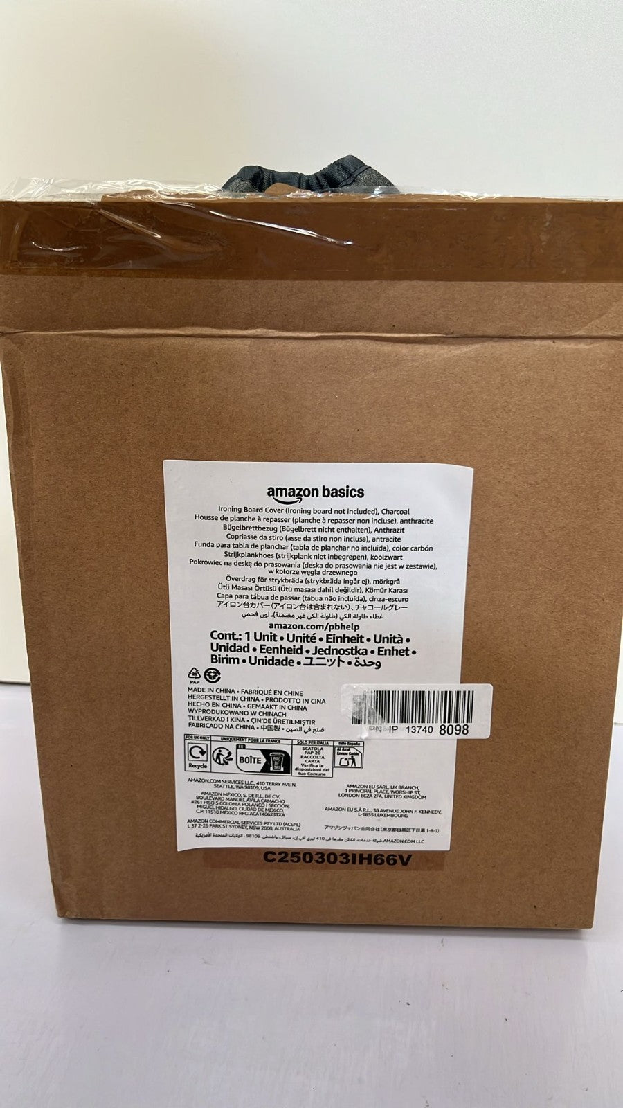 Amazon Basics Ironing Board Cover, Standard Size,Thick Padding, Charcoal