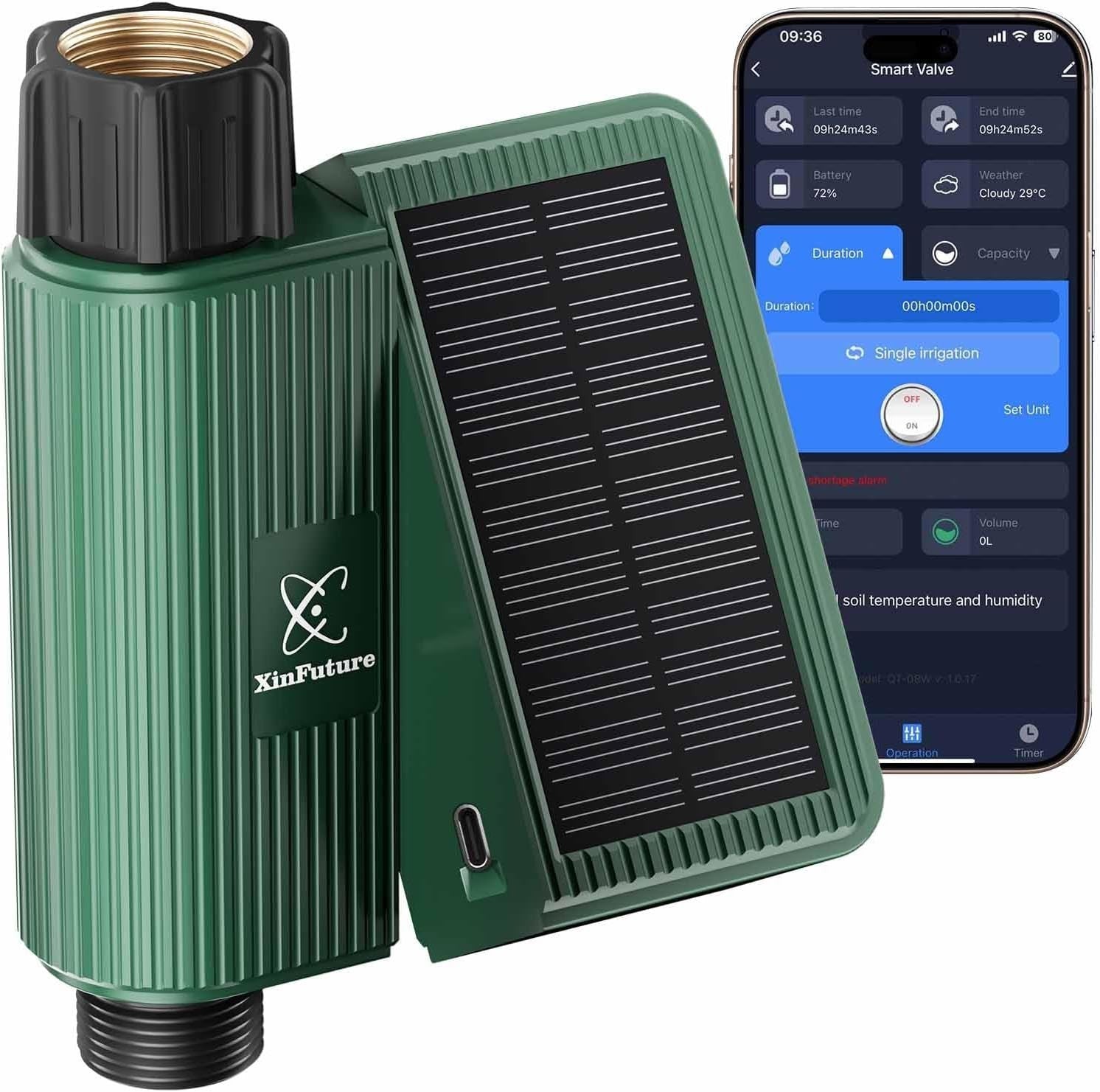 XinFuture Smart WiFi Solar Sprinkler Timer, Water Timer Rechargeable