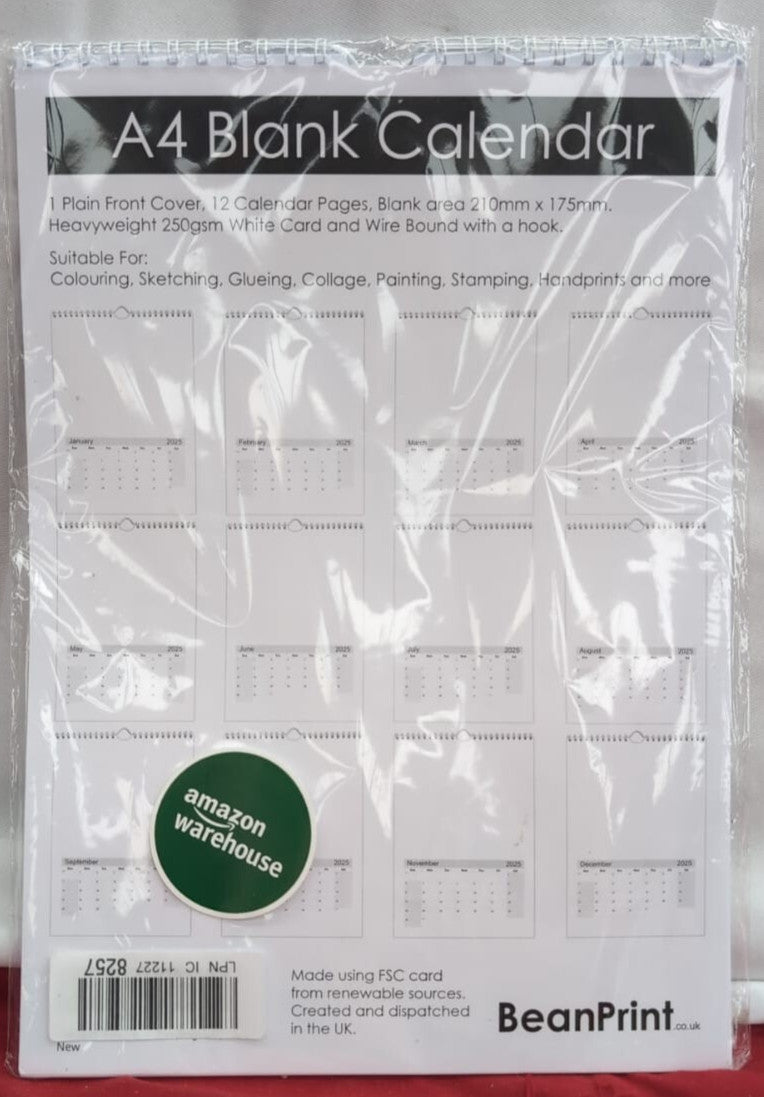 A4 Blank Calendar - Landscape Planner Wire Bound - plus Cover