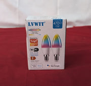 LVWIT E14 Smart Bulb, Light Bulbs,C37 RGB Smart CandleBulbs,4.9W 2PACK