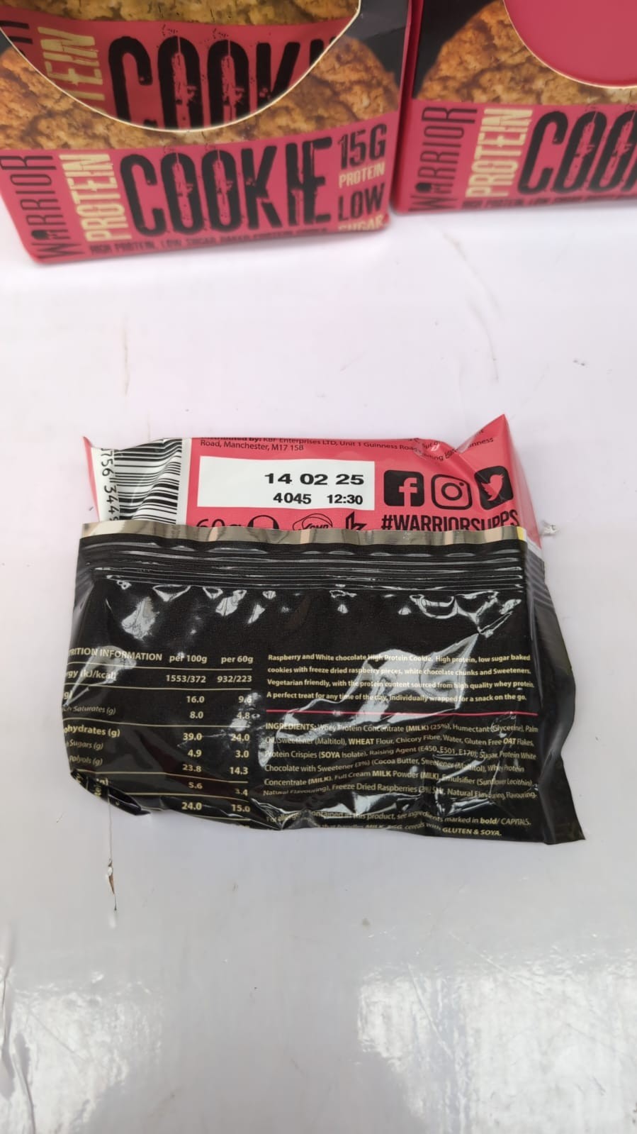 Warrior Protein Cookies– Low Sugar Baked  12 x 60g (2 Pack) BBE:14/02/25