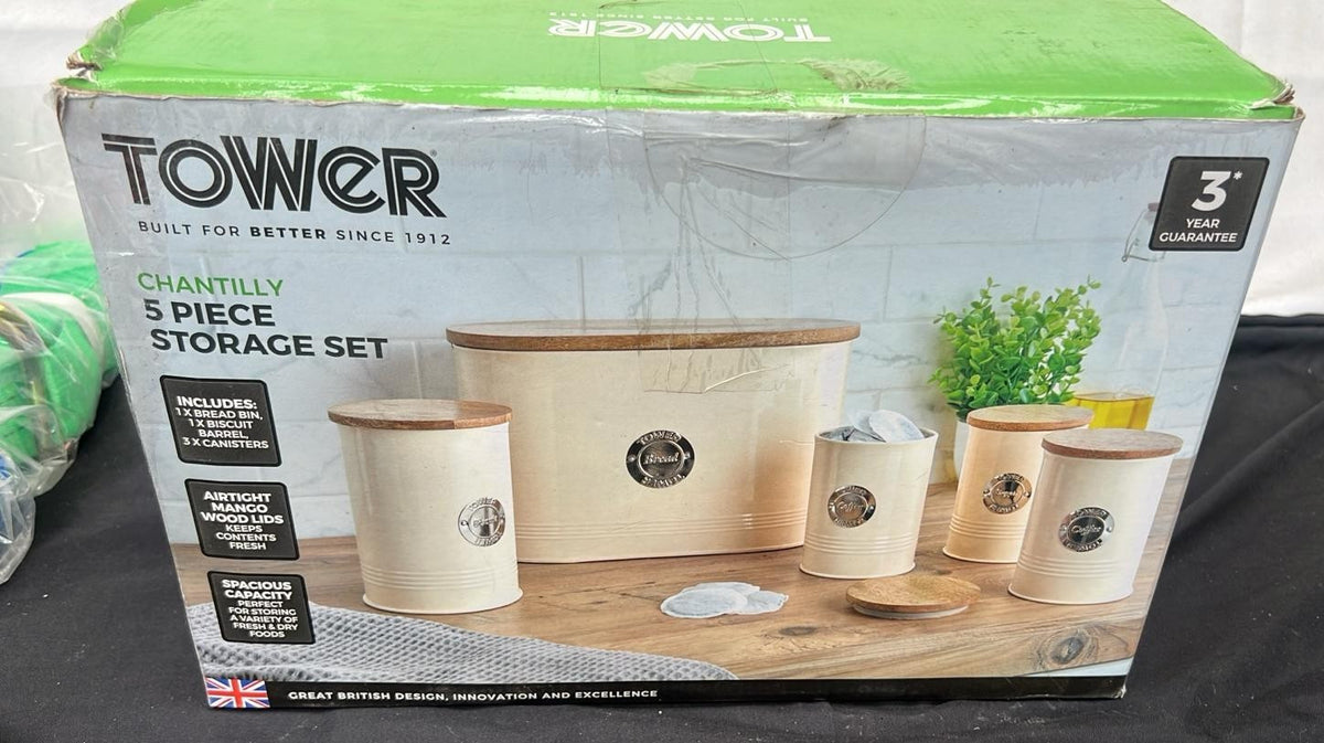 Tower 5 Piece Storage Set Bread Bin Biscuit Tin