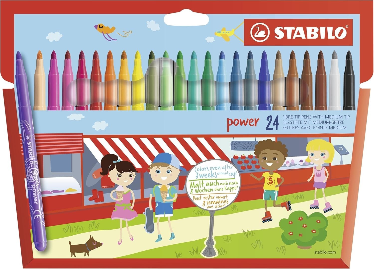 STABILO power - Medium Fibre-Tip Pen - Pack of 24 (PACKAGING DAMAGED)