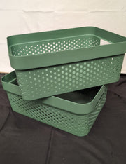 Infinity Dots Set of 2 100% Recycled Medium Storage Baskets  - Green