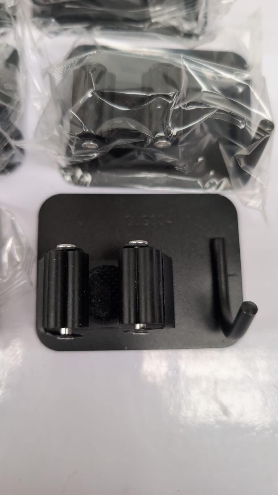 6-Pack Broom Mop Holder, Black Stainless Steel Self Adhesive Broom Holder Mop