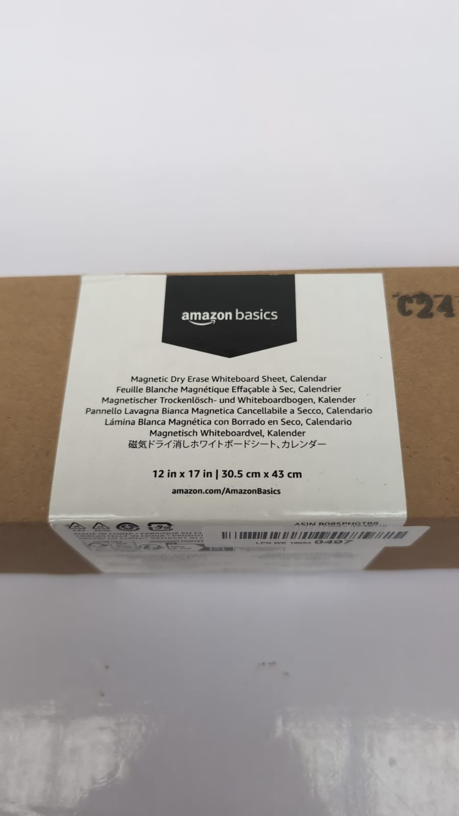 Amazon Basics Magnetic Dry Erase Whiteboard Sheet, Calendar, 30.5 cm x 43cm