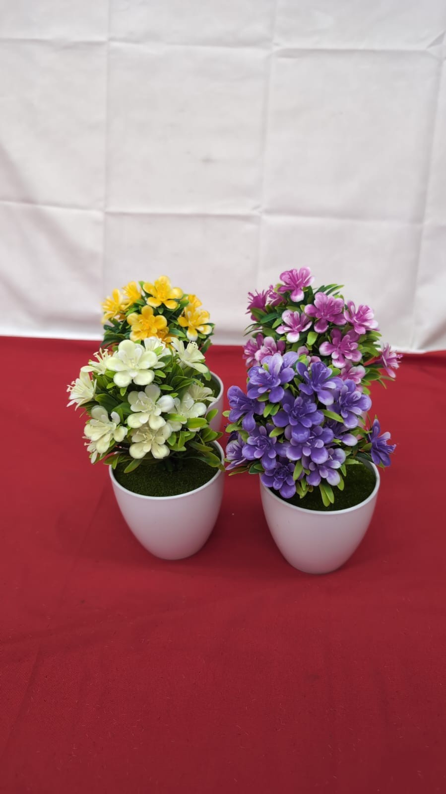 4 Pcs Artificial Flowers Plants Potted Mini Fake Plants with Pot Plastic Faux