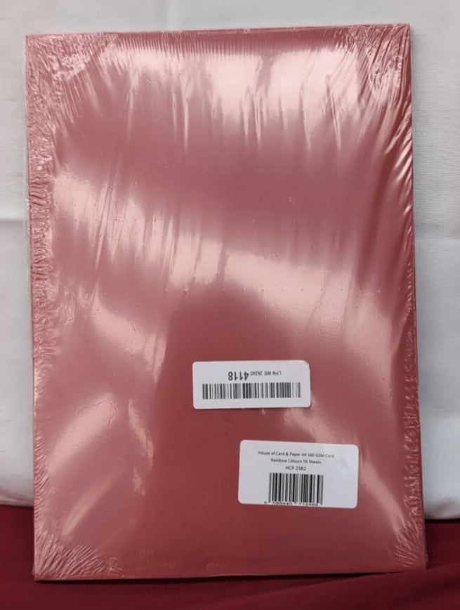 House of Card & Paper A4 160 GSM Card - Rainbow Coloured Card Pack of 50 Sheets
