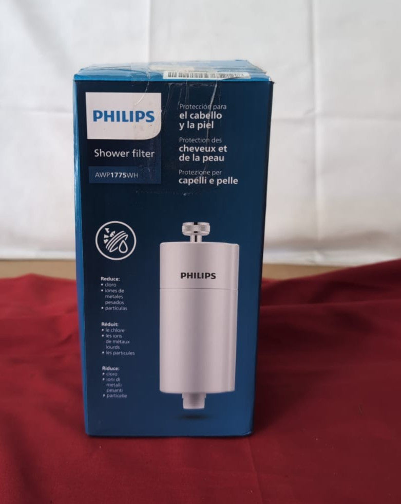 Philips Water in-Line Shower Filter and 1 Replacement Cartridge(box damaged)