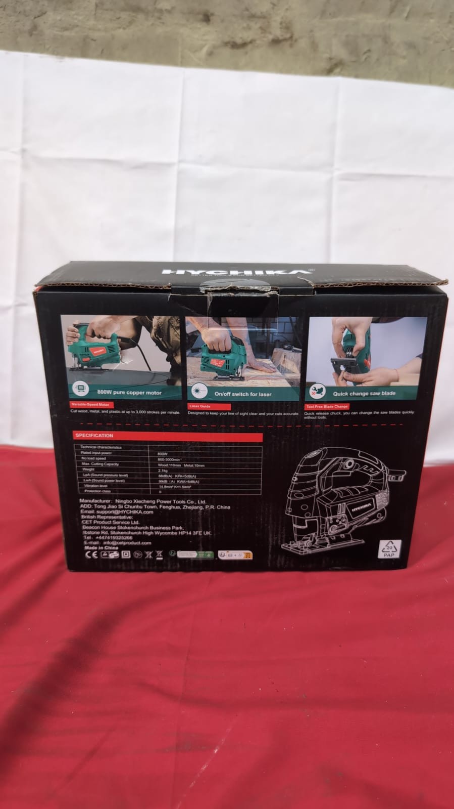 HYCHIKA Jigsaw, 800W Max Cutting Depth 110mm for Wood,(box damaged)
