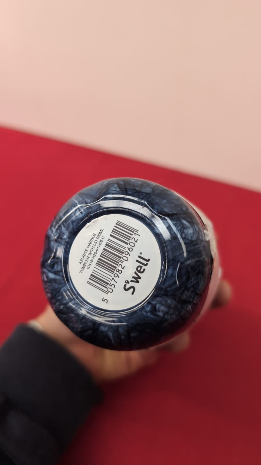 S'well Tumbler with Lid 530ml Azurite Marble,Vacuum-Insulated (PACKAGING DAMAGE)