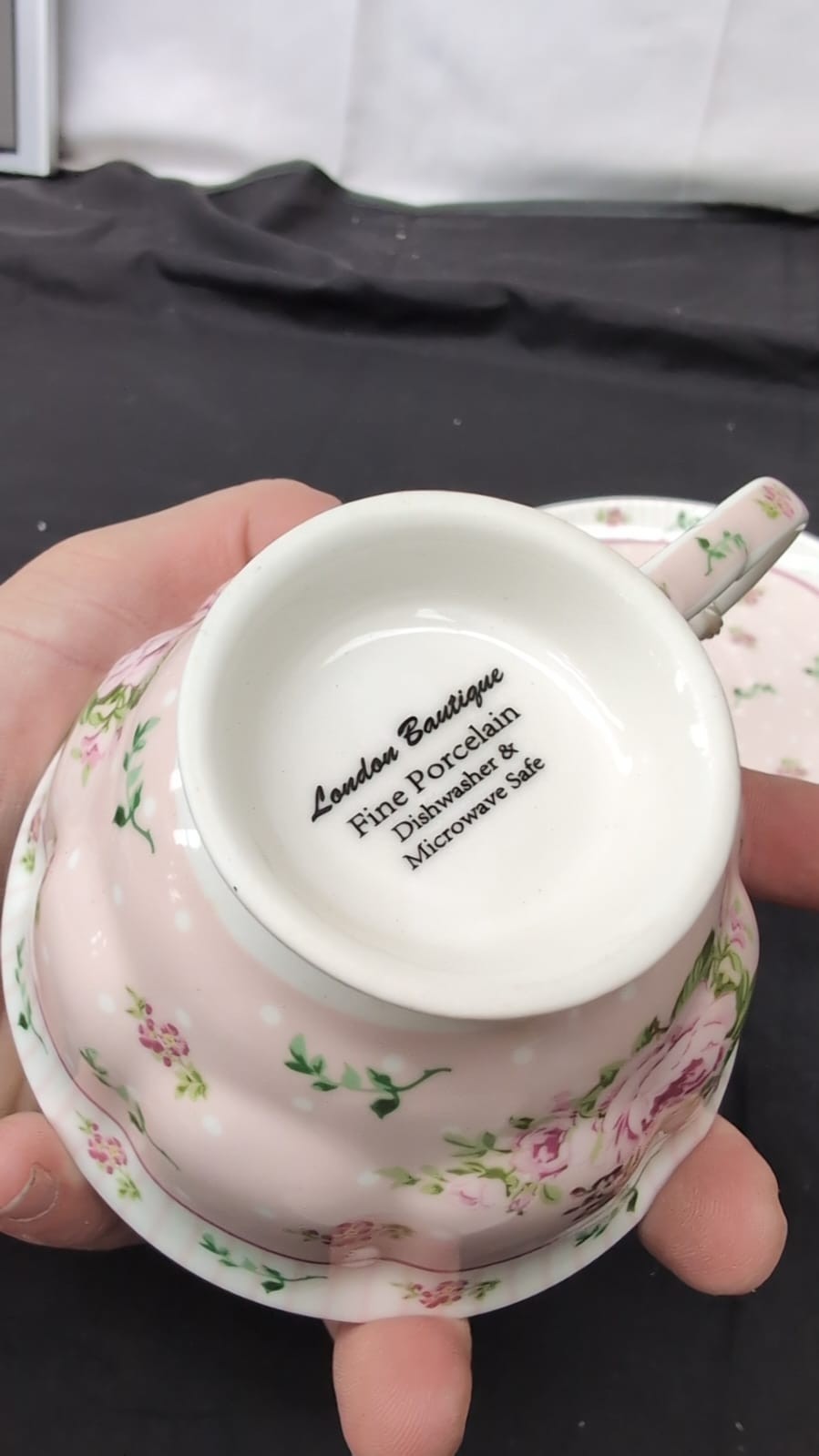 London Boutique Tea Cup and Saucer Set Coffee Cups  for Women  Rose Pink 1pc