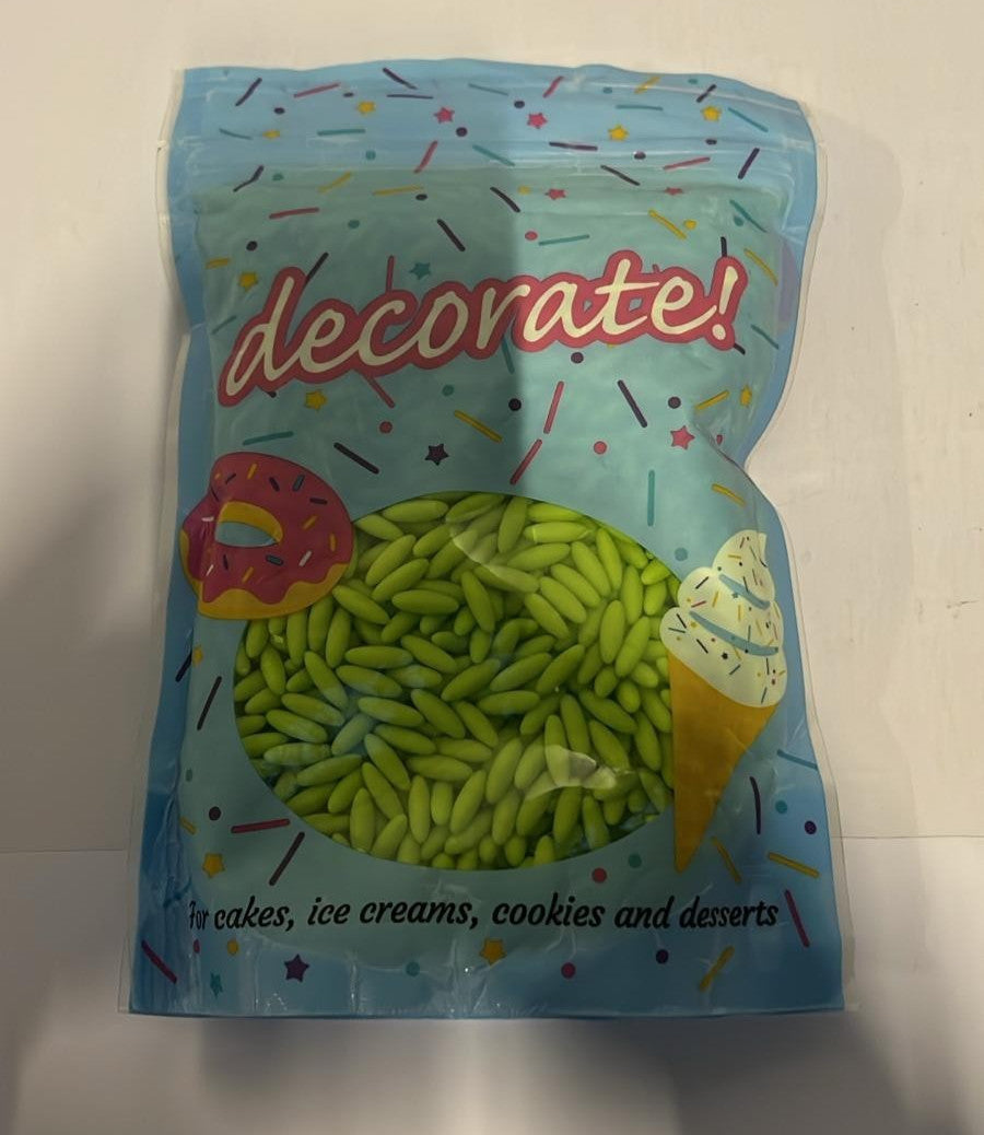 decorate! - Jumbo Rice - Lime Green Cake Topper Sprinkles - 500g BBE: 28/10/25