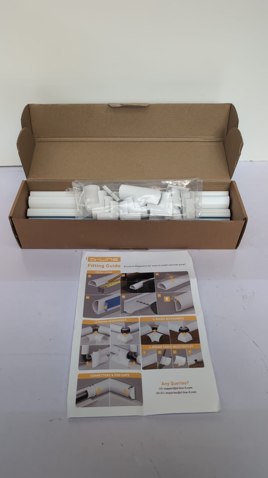 D-Line White Mini Trunking Kit, 400cm SelfAdhesive Wire Hider, Cable Management