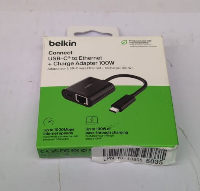 Belkin Connect USB-C to Ethernet + Charge Adapter 100W (BOX OPENED)