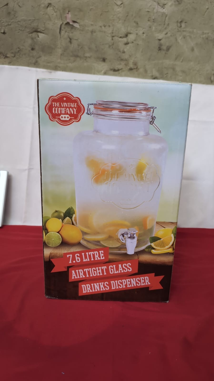The Vintage Company B 51050 Jumbo Glass Drinks Dispenser7.5L(USED)