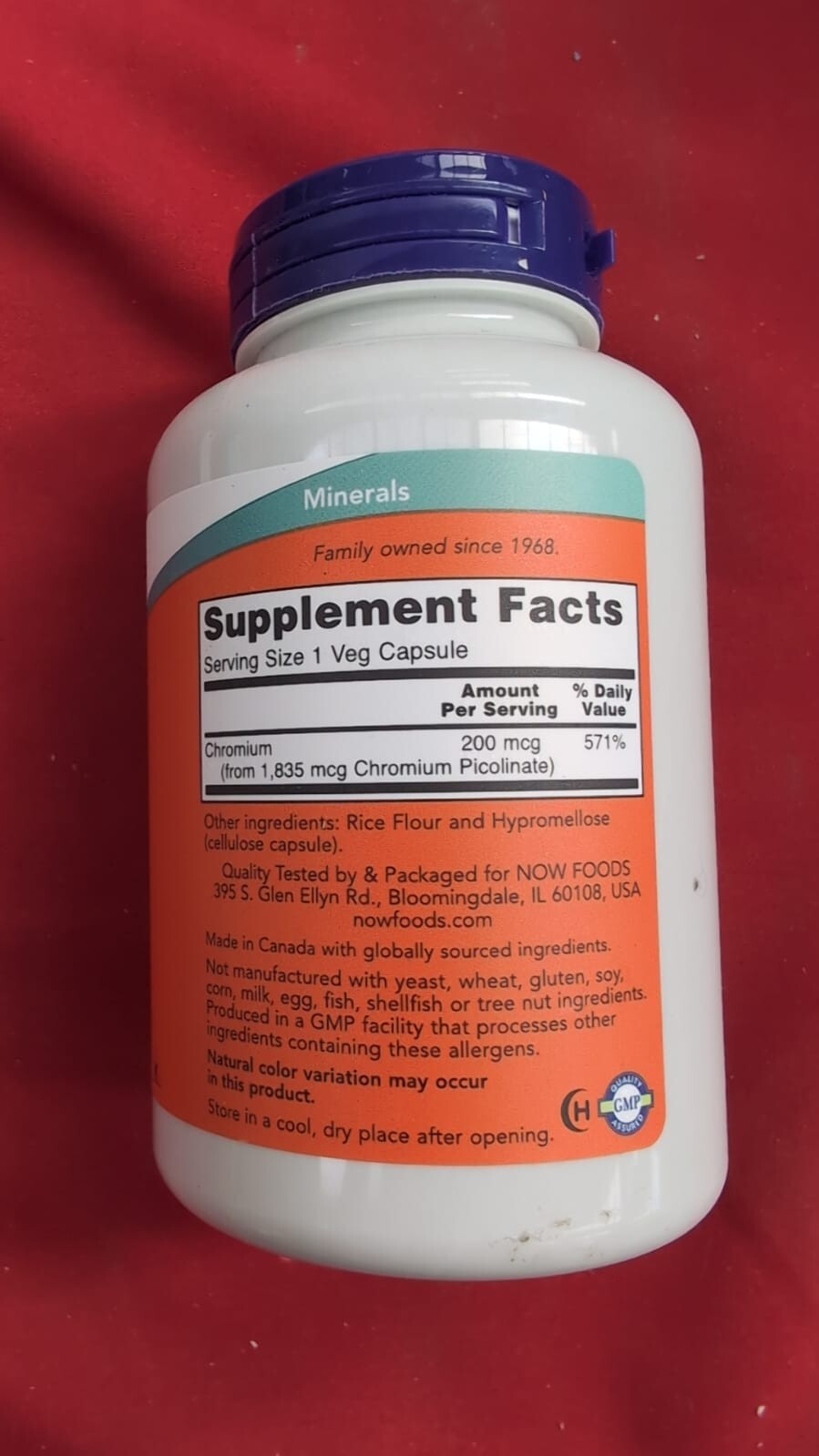 Now Foods, Chromium Picolinate, 200mcg, 250 Vegan Capsules, Trace Mineral