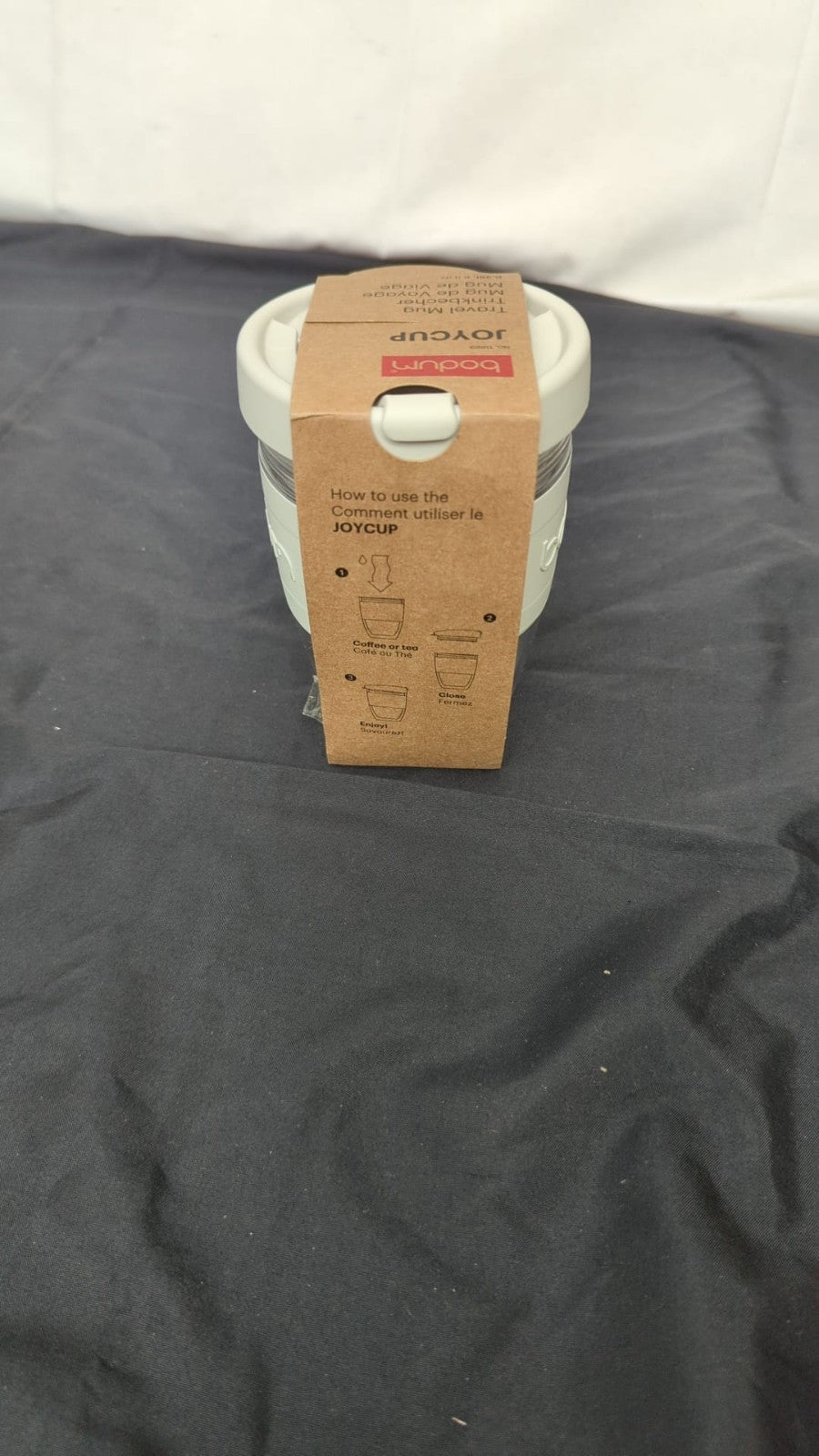 BODUM,JOYCUP Travel Mug, double wall, 0.25 L, WHITE, Plastic(CUP HAS MARKS)