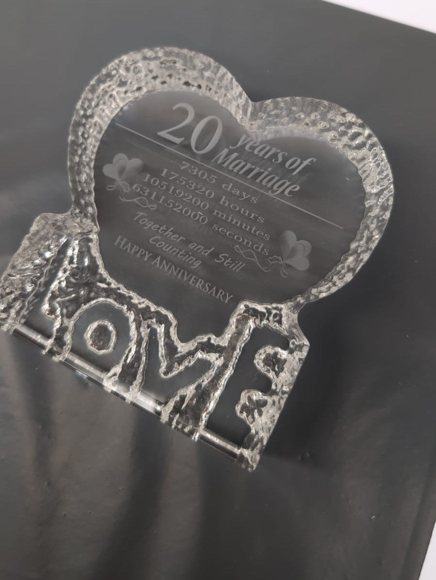 20th Wedding Anniversary Crystal Gift – Keepsake for Wife, Husband (New)