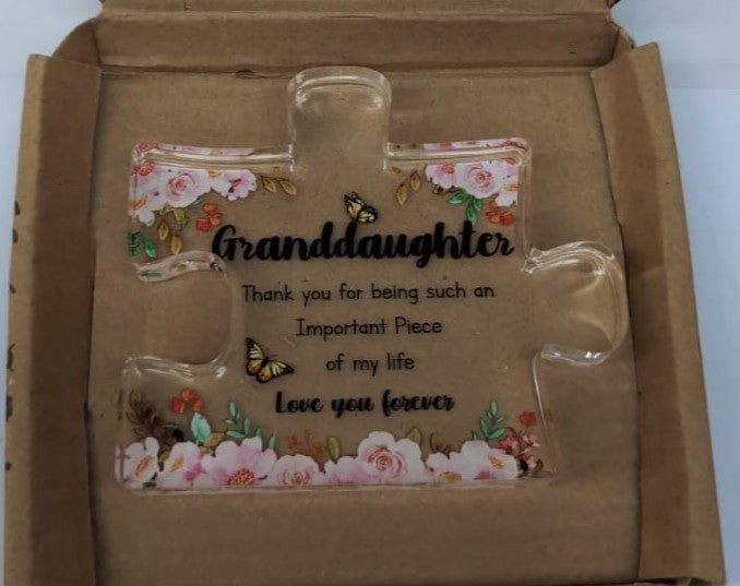Granddaughter Gifts For Girls - Acrylic Puzzle Block Gifts